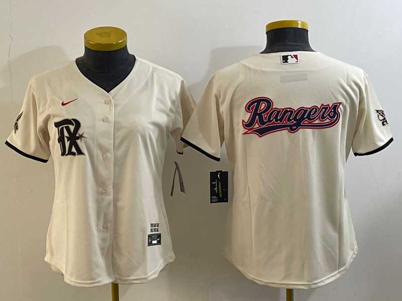 Womens Texas Rangers Big Logo Cream 2023 City Connect Stitched Baseball Jersey
